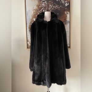 Gallery faux fur jacket black brown mix size XL GC ~